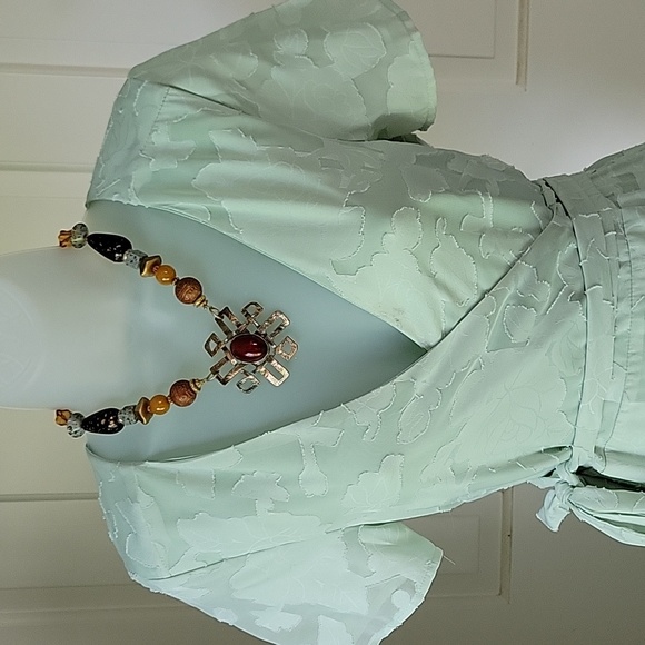 Lulus Mint Green Textured Maxi Wrap Dress Tiered And Ruffled Sz Xs - Picture 3 of 8